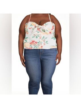 Sofia Jeans by Sofia Vergara Women's Knot Front Peplum Top 3XL NWT